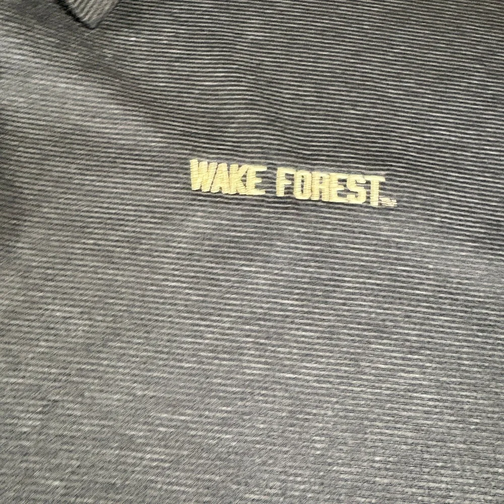 Nike Polo Shirt Mens XL Gray Wake Forest NCAA Dri-FIT Striped Short Sleeve